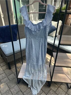 Angel Biba Light Blue Ruffle Maxi Dress Size Large